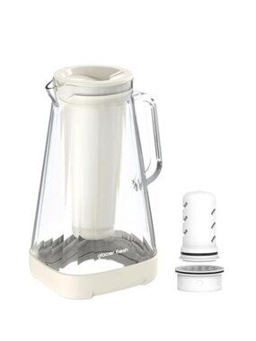 New GLACIER FRESH Glass Water Pitcher 10 Cup Ultrafiltration, Activated Carbon